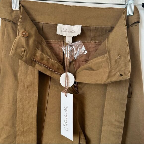 NWT Cleobella Charlotte Organic Cotton Belted Wide-Leg Pants in Camel Size XS - Picture 7 of 8